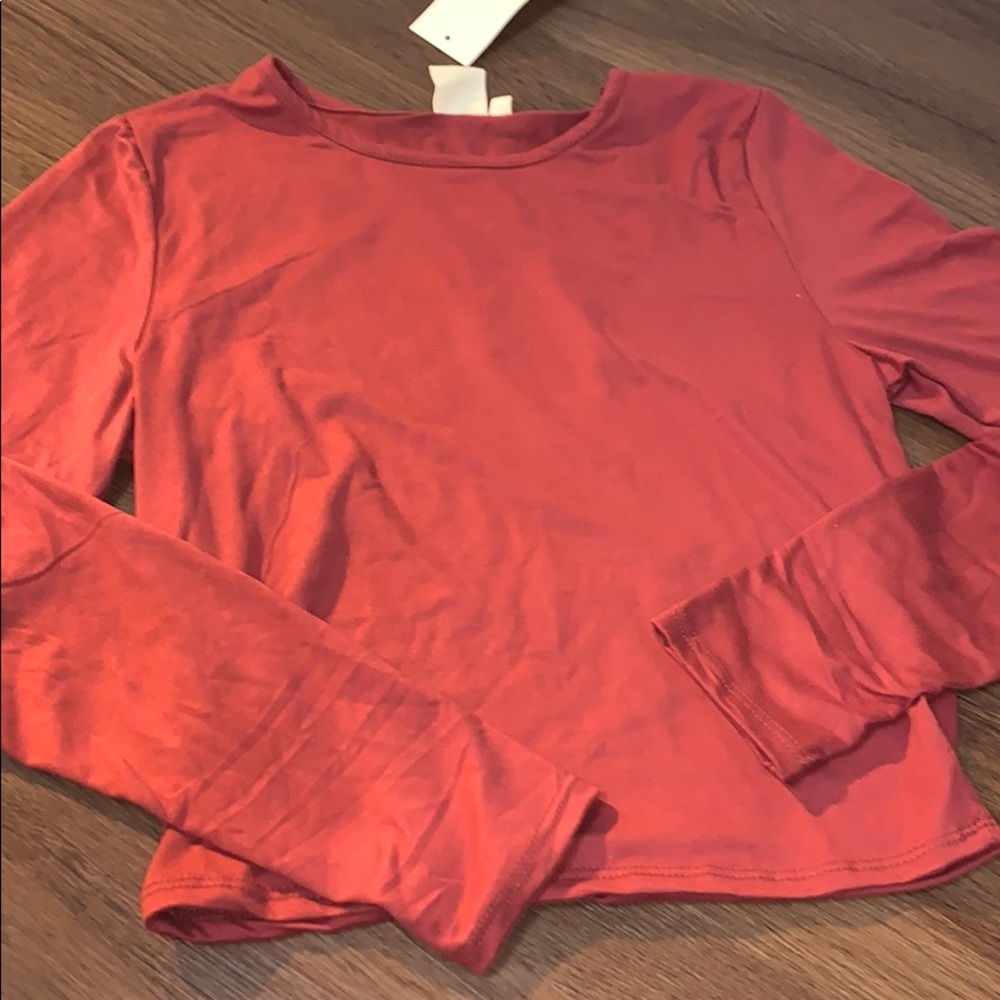 Maroon/Red long sleeve crop top